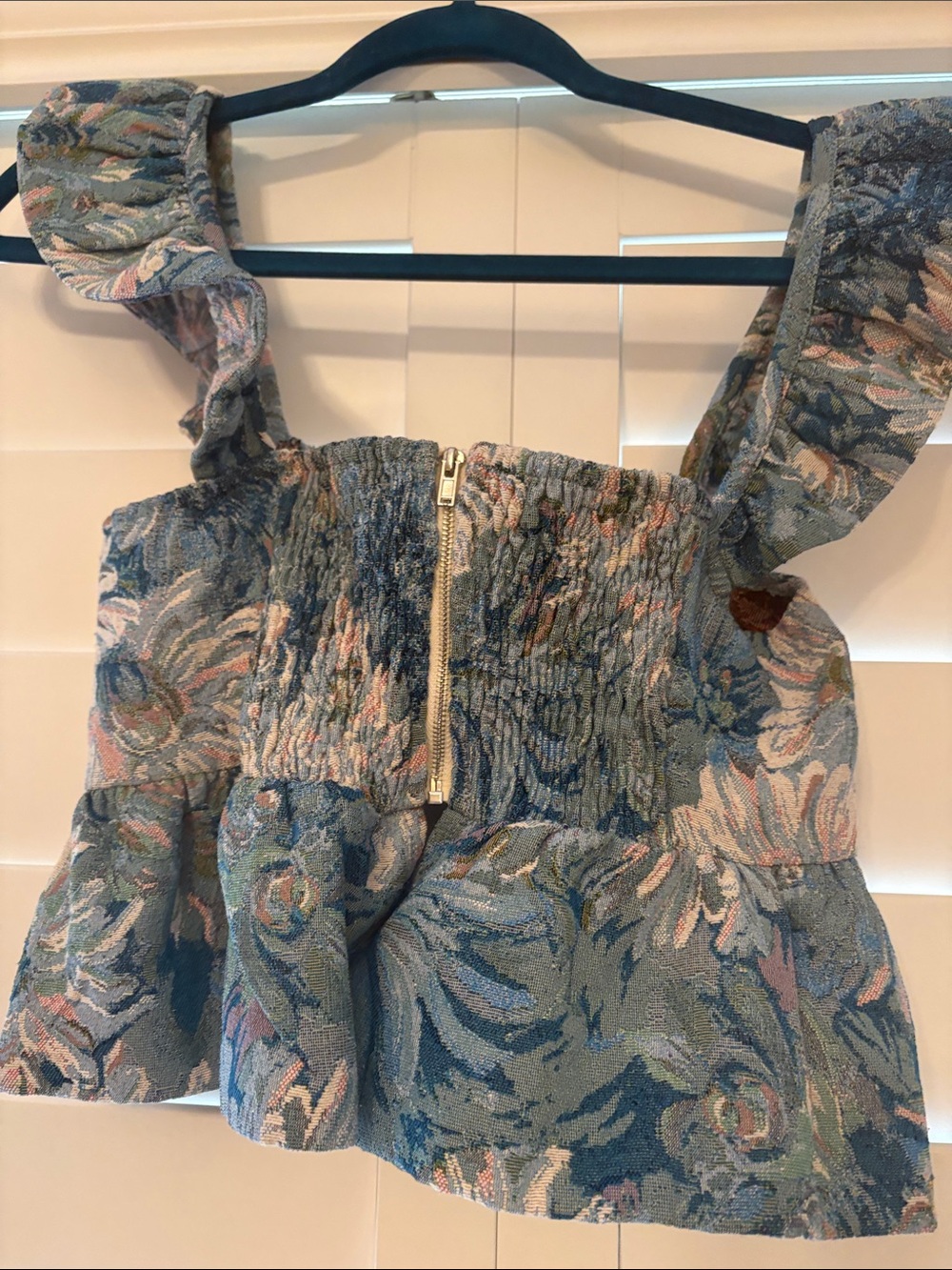 En Saison Floral Tie-Front Crop Top - Blue & Pink - Picture 3 of 3